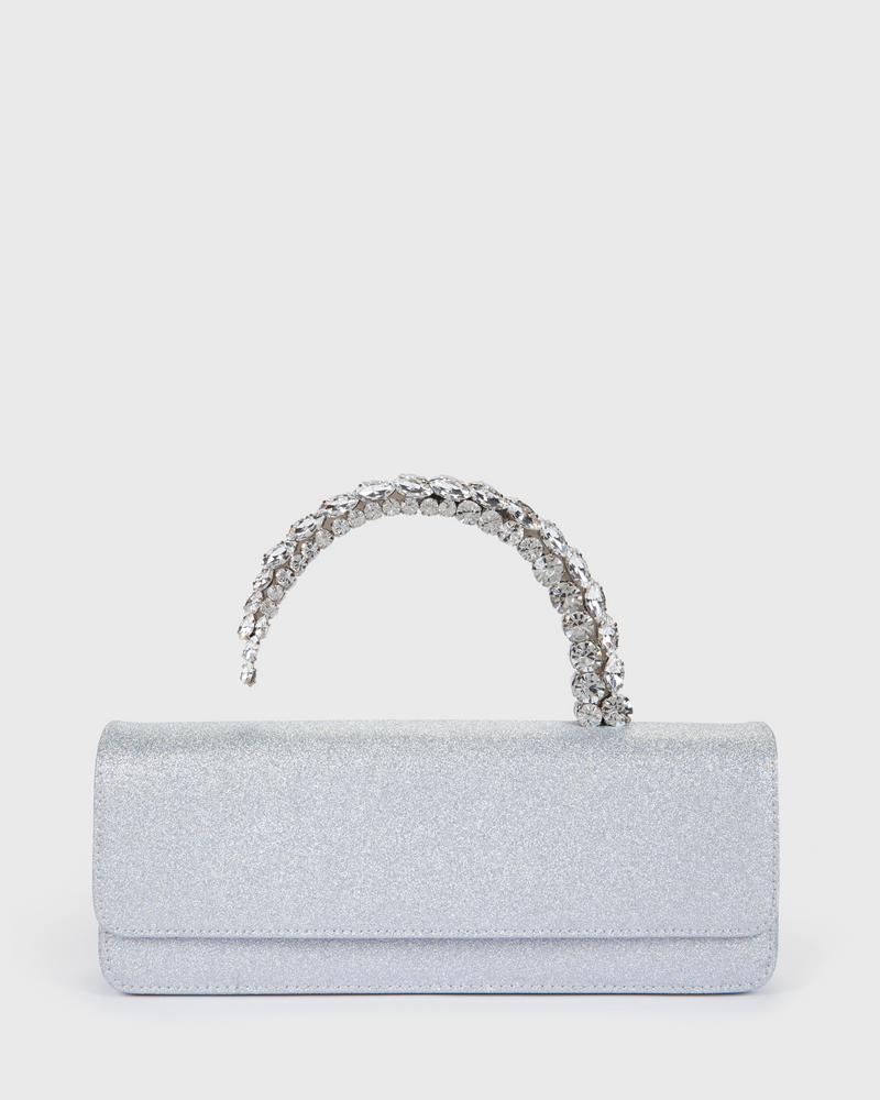 Silver Glitter Malika Clutch