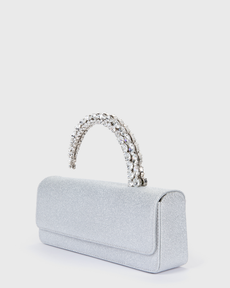 Silver Glitter Malika Clutch