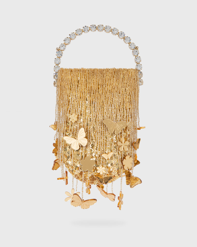 Gold Butterflies Micro Fringe Eternity Pouch