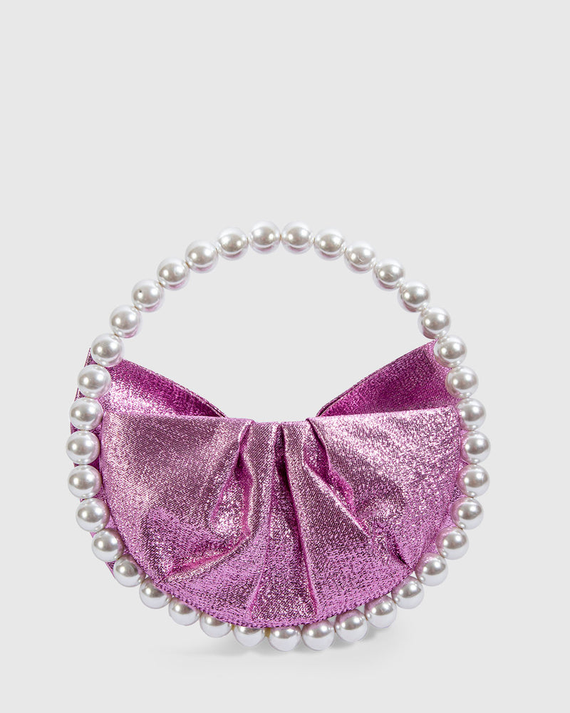 L'alingi London Pink Bow Pearl Luxury Clutch