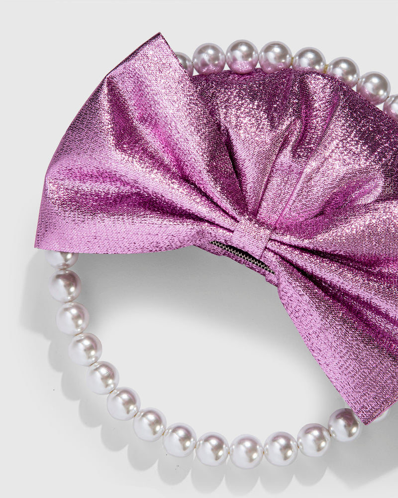 L'alingi London Pink Bow Pearl Luxury Clutch