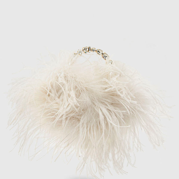 Creme Taliya Feather Luxury Designer Pouch | L'ALINGI – L'alingi